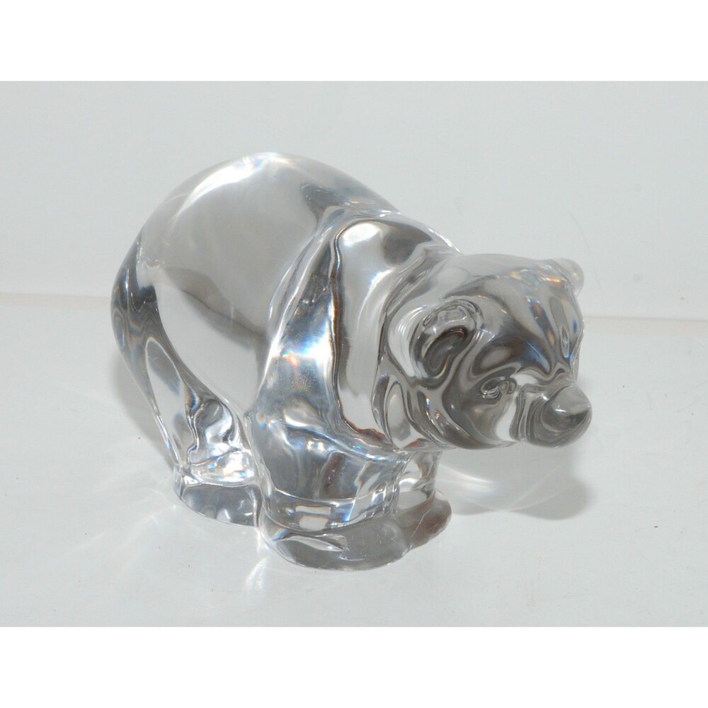 Vintage Hadeland Norway Clear Crystal Polar Bear Nearly 7" Big Model Lead Crysta